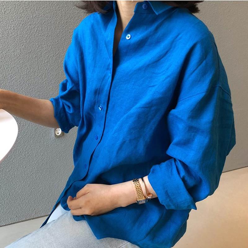乐天商城 - トップス シャツ 長袖 襟付き 前開き ボタン ミディアムト丈 かわいい 大人可愛い きれいめ シンプル 上品 おしゃれ かっこいい カジュアル こなれ感 個性的 主役級 存在感 抜け感 春 夏 秋 ベーシック ナチュラル クール メンズライク 無地 女性用 レディース ママ OL