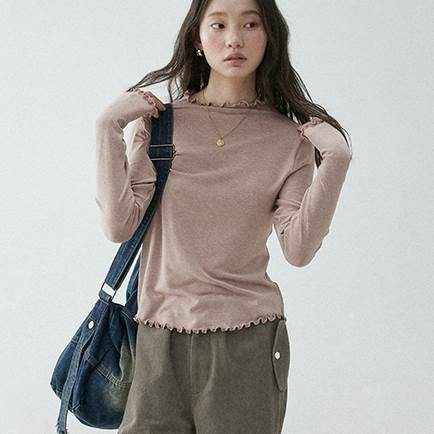 Rakuten - トップス カットソー 長袖 ハイネック プルオーバー ミディアム丈 フリル かわいい 大人可愛い きれいめ シンプル 上品 レトロ おしゃれ かっこいい カジュアル こなれ感 個性的 主役級 存在感 抜け感 春 秋 冬 ベーシック ナチュル フェミニン 清楚 無地 女性用