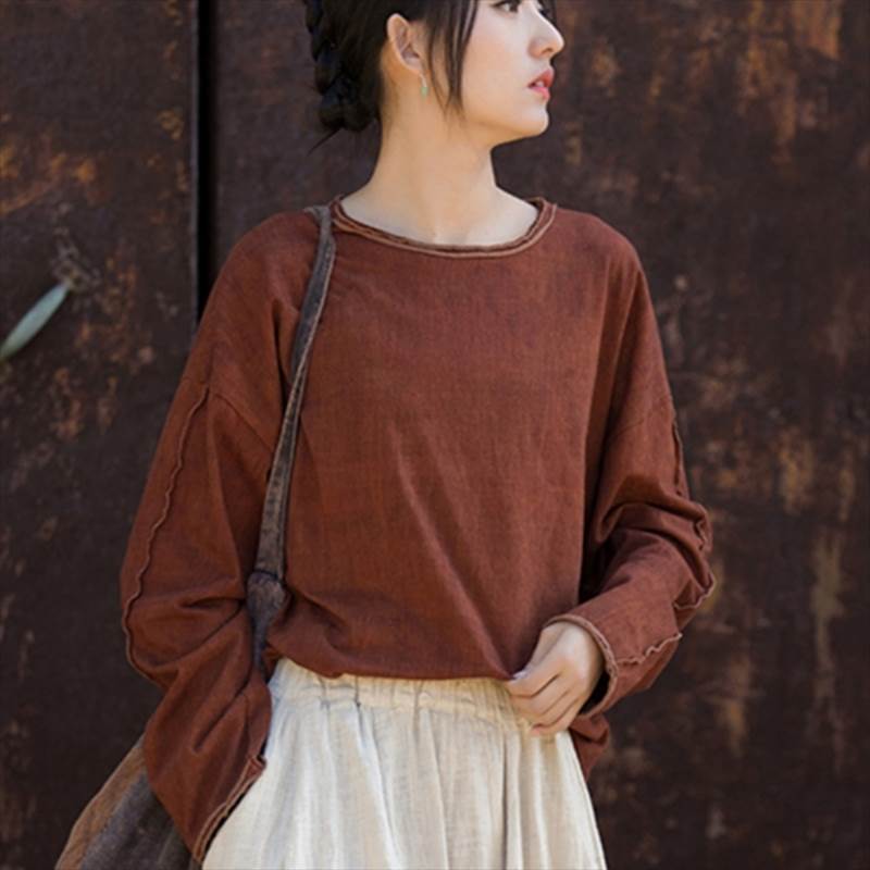 樂天商城 - トップス カットソー Tシャツ 長袖 ラウンドネック プルオーバー ミディアム丈 サイドスリット フィッシュテール かわいい 大人可愛い きれいめ シンプル 上品 レトロ おしゃれ かっこいい カジュアル こなれ感 個性的 主役級 存在感 抜け感 ベーシック ナチュラル