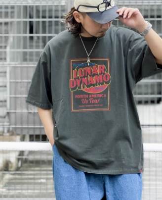 Rakuten - ユニセックス 男女兼用 トップス 部屋着 Tシャツ 丈長 半袖 ラウンドネック ノーカラー ワイド オーバーサイズ ストリート ヴィンテージ アメカジ 中厚手 コットン シンプル カジュアル こなれ感 ラフ メンズライク スポーティー ルーズ アクティブ プリント