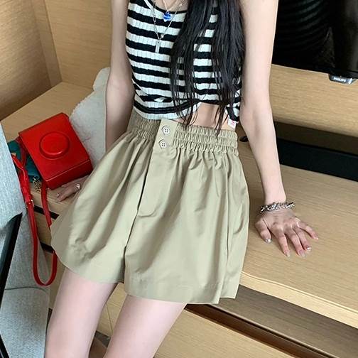 Rakuten - ボトムス パンツ ショートパンツ Aライン ウエストゴム ポケット ショート丈 可愛い かわいい 大人可愛い きれいめ シンプル 上品 おしゃれ カジュアル レトロ こなれ感 個性的 主役級 存在感 抜け感 オールシーズン ロングシーズン ベーシック ナチュラル キュート