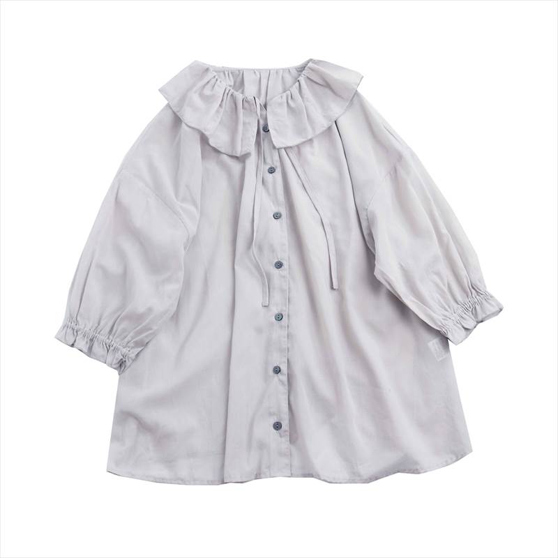Rakuten - トップス シャツ 5分袖 襟付き 前開き ボタン ショート丈 可愛い かわいい 大人可愛い きれいめ シンプル 上品 レトロ おしゃれ かっこいい カジュアル こなれ感 個性的 主役級 存在感 抜け感 春 夏 ベーシック ナチュラル フェミニン ガーリー 清楚 無地 女性用