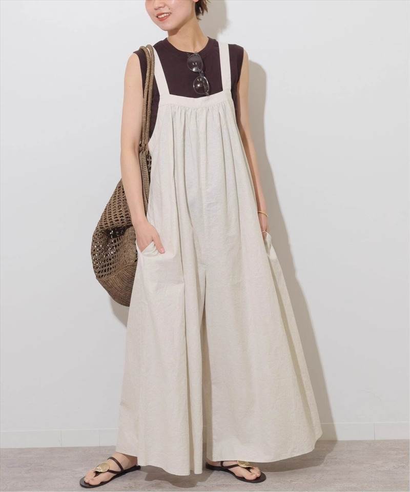 レディース ワンピース サロペット オールインワン つなぎ カバーオール ロング フルレングス 袖なし ..