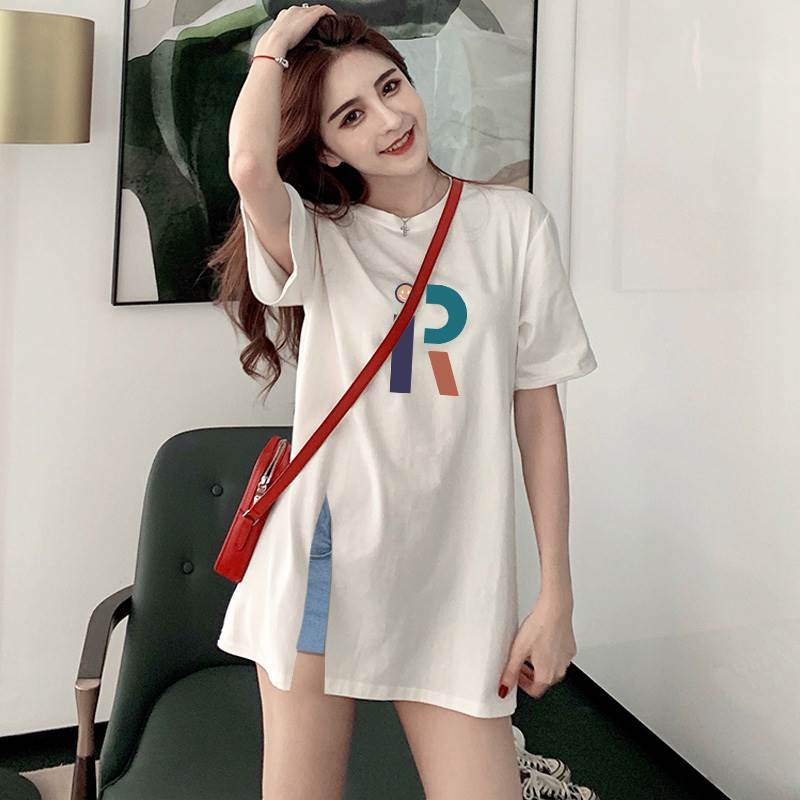 Rakuten - トップス カットソー Tシャツ 半袖 クルーネック プルオーバー ミディアム丈 スリット かわいい 可愛い 大人可愛い きれいめ シンプル 上品 レトロ おしゃれ かっこいい カジュアル レトロ こなれ感 個性的 主役級 存在感 抜け感 春 夏 ベーシック ナチュラル
