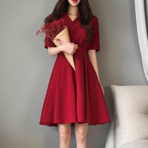 ワンピース ミディアム丈ワンピース 半袖 襟付き ウエストマーク フレアスカート バックリボン かわいい 大人可愛い きれいめ シンプル 上品 おしゃれ レトロ カジュアル こなれ感 個性的 主役級存在感 抜け感 春 夏 ベーシック ナチュラル キュート エレガント(4)