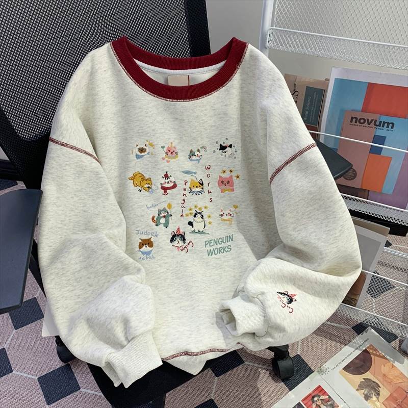 Rakuten - トップス トレーナー 長袖 ラウンドネック プルオーバー ミディアム丈 かわいい 可愛い 大人可愛い きれいめ シンプル 上品 レトロ おしゃれ かっこいい カジュアル レトロ こなれ感 個性的 主役級 存在感 抜け感 秋 冬 ベーシック ナチュラル キュート アニマル柄