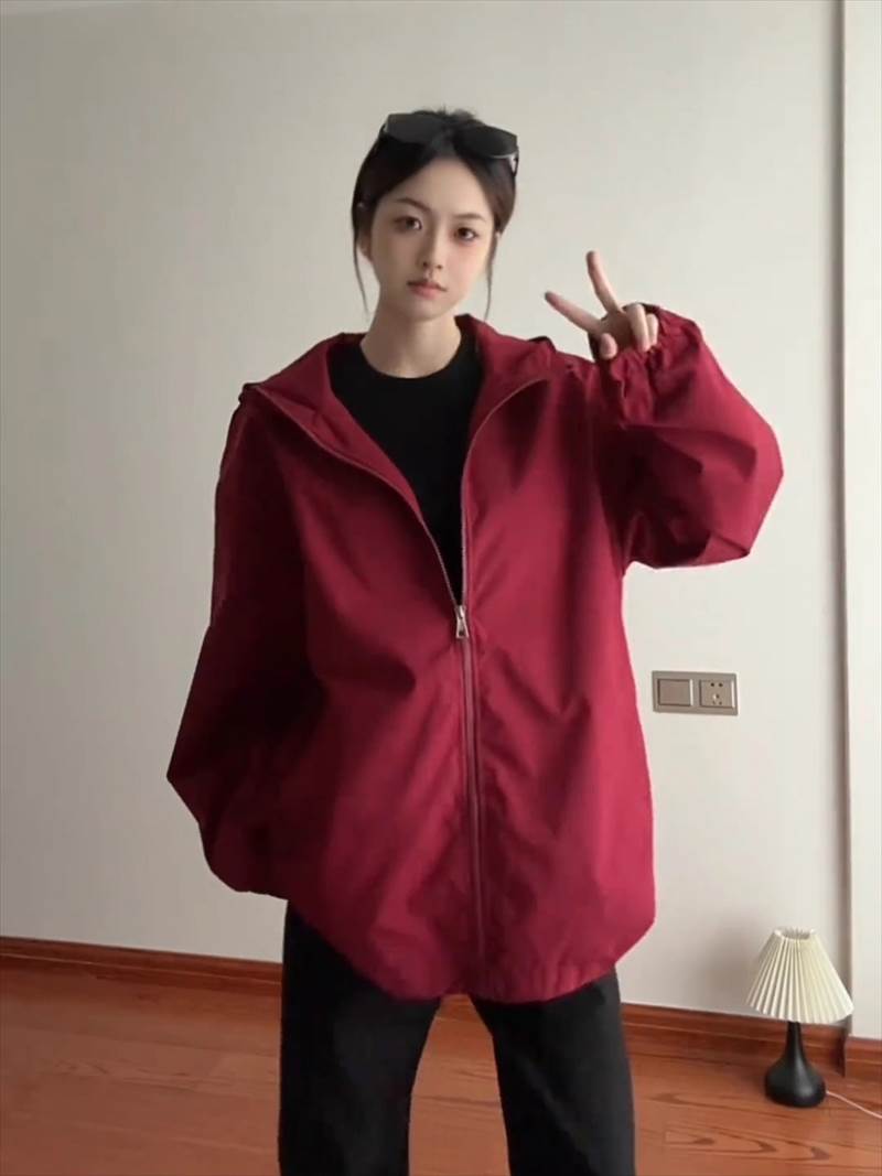 Rakuten - レディース ジャケット コート ブルゾン アウター 上着 羽織 前開き ウィンドブレーカー ミディアム ミモレ 長袖 萌袖 ワイド ストレート オーバーサイズ ストリート ファスナー ポケット 中厚手 シンプル カジュアル おしゃれ かっこいい こなれ感 ラフ メンズライク