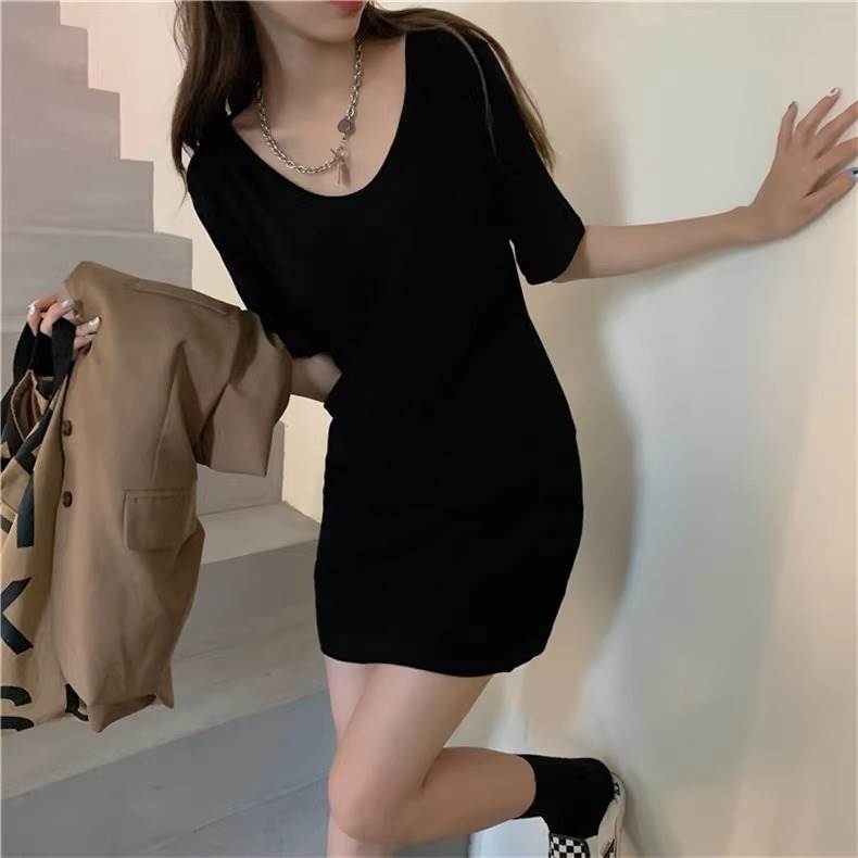 乐天商城 - レディース ワンピース ショート 半袖 Uネック かわいい 大人可愛い きれいめ シンプル カジュアル 上品 おしゃれ かっこいい レトロ エキゾチック こなれ感 ラフ スポーティー 個性的 クール モード系 エレガント モダン 抜け感 かっちり ベーシック ナチュラル 無地