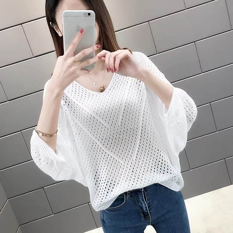 Rakuten - レディース トップス カーディガン サマーセーター サマーニット Tシャツ ミモレ 7分袖 Vネック スリム ストレート オーバーサイズ 薄手 かわいい 大人可愛い きれいめ シンプル カジュアル 上品 おしゃれ エスニック エキゾチック こなれ感 ラフ 主役級 とろみ感