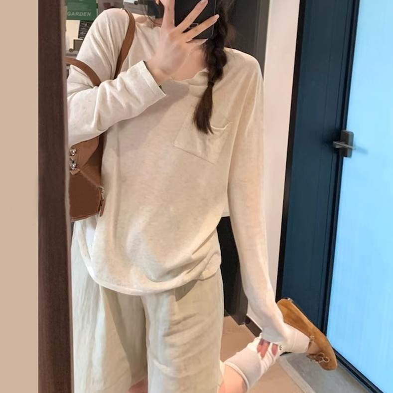 Rakuten - トップス カットソー Tシャツ 長袖 Vネック 胸ポケット プルオーバー ミディアム丈 かわいい 可愛い 大人可愛い きれいめ シンプル 上品 レトロ おしゃれ かっこいい カジュアル レトロ こなれ感 個性的 主役級 存在感 抜け感 春 夏 ベーシック ナチュラル メンズライク
