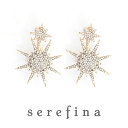 serefina セレフィーナ Gold Pave Medium Starburst Front Back Earrings スターバースト ピアス イヤリング 3Way スタッド 星 ゴールド シンプル カジュアル レディース キラキラ 冠婚 パーティー