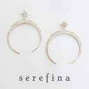 serefina セレフィーナ Gold Pave Lunar Moon Dangle Statement Earrings スター ムーン ピアス イヤリング スタッド 星 月 ゴールド シンプル カジュアル レディース フープ 冠婚 パーティー