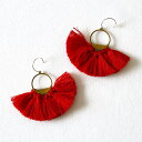 serefina セレフィーナ Half Lunar Tassels Statement Earrings RED ハーフルナタッセルズステイトメントピアス イヤリング レッド ボヘミアン フェス ホーボー シンプル カジュアル 大ぶり 揺れる レディース 金属アレルギー