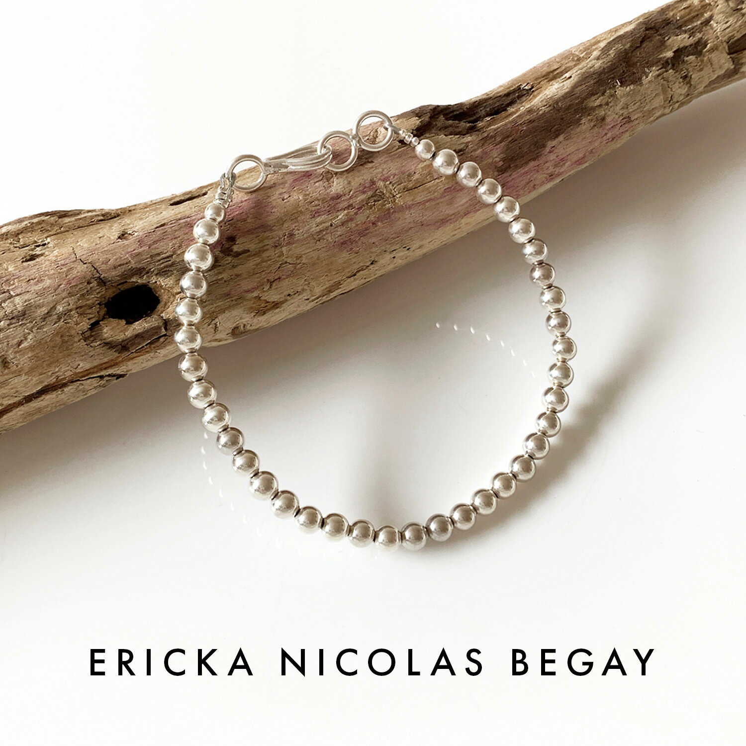 ブレスレット ERICKA NICOLAS BEGAY エリッカ ニコラス ビゲイ【4mm/18cm】Shiny navajo pearl bracelet シャイニー ナバホパール ブレスレット シルバー ナバホ族 インディアンジュエリー レディース 金属アレルギー フレッドハーヴィースタイル