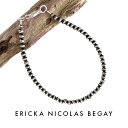 ERICKA NICOLAS BEGAY エリッカ ニコラス ビゲイ【4mm/25cm】Oxidized navajo pearl anklet オキシダイズド ナバホパール アンクレット 燻加工 シルバー ボールチェーン インディアンジュエリー フレッドハーヴィースタイル