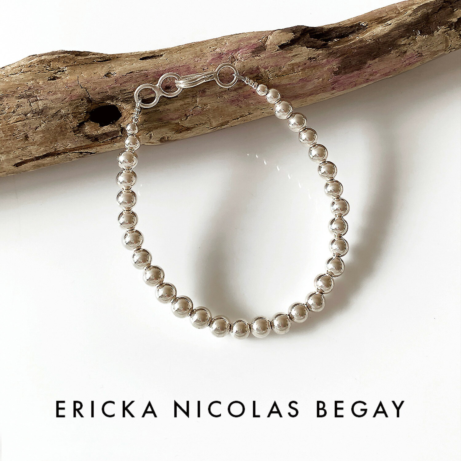 ブレスレット ERICKA NICOLAS BEGAY エリッカ ニコラス ビゲイ【5mm/18cm】Shiny navajo pearl bracelet シャイニー ナバホパール ブレスレット シルバー ナバホ族 インディアンジュエリー レディース 金属アレルギー フレッドハーヴィースタイル