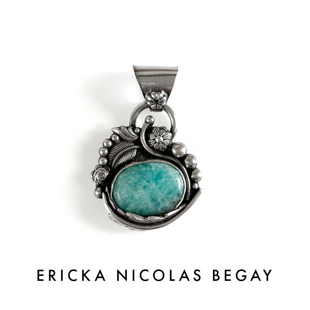 ネックレス ERICKA NICOLAS BEGAY エリッカ ニコラス ビゲイ amazonite pendant top アマゾナイト ペンダントトップ ナバホ族 天然石 シルバー インディアンジュエリー メンズ レディース パワーストーン 大きめ