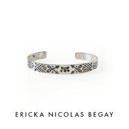 ERICKA NICOLAS BEGAY エリッカ ニコラス ビゲイ【8.5mm】Navajo Flat Stamp Bangle ナバホ フラット スタンプ バングル ブレスレット シルバー ナバホ族 インディアンジュエリー レディース 金属アレルギー フレッドハーヴィースタイル