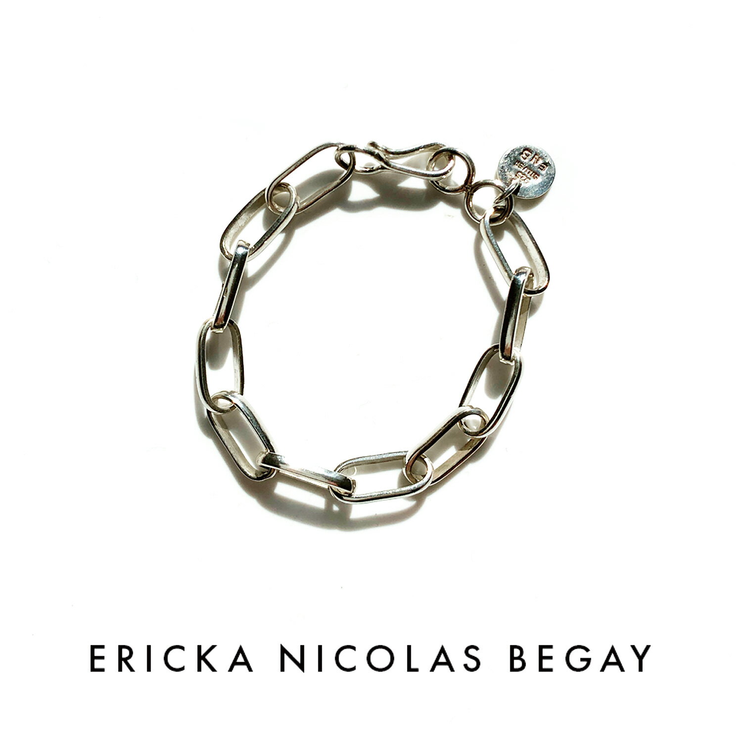 ERICKA NICOLAS BEGAY エリッカ ニコラス ビゲイ 24SS【18cm】Navajo Loop Chain Rectangle Bracelet ナバホ ループ チェーン レクタングル ブレスレット シルバー ナバホ族 インディアンジュエリー レディース 金属アレルギー フレッドハーヴィースタイル