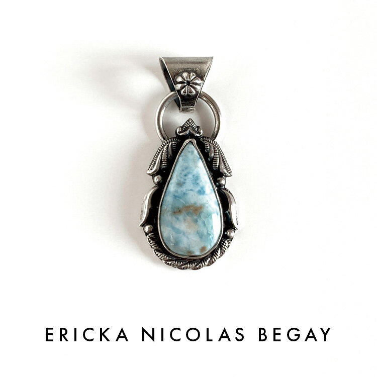 ペンダント ERICKA NICOLAS BEGAY エリッカ ニコラス ビゲイ larimar pendant top ラリマー ペンダントトップ ナバホ族 天然石 シルバー インディアンジュエリー メンズ レディース パワーストーン 大きめ