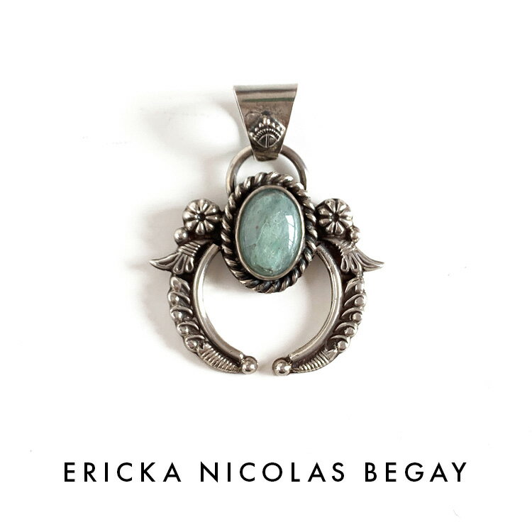 ペンダント ERICKA NICOLAS BEGAY エリッカ ニコラス ビゲイ naja amazonaite pendant top ナジャ アマゾナイト ペンダントトップ ナバホ族 天然石 シルバー インディアンジュエリー メンズ レディース パワーストーン 大きめ