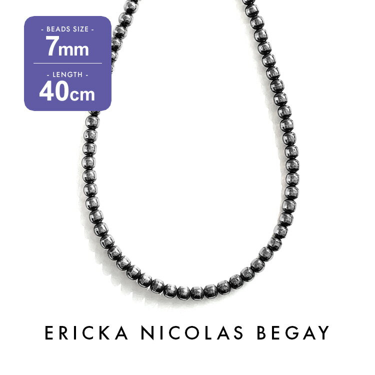 ネックレス ERICKA NICOLAS BEGAY エリッカ ニコラス ビゲイ 7mm/40cm Oxidized navajo pearl necklace オキシダイズド ナバホパール ネックレス 燻加工 シルバー チェーン インディアンジュエリー フレッドハーヴィースタイル