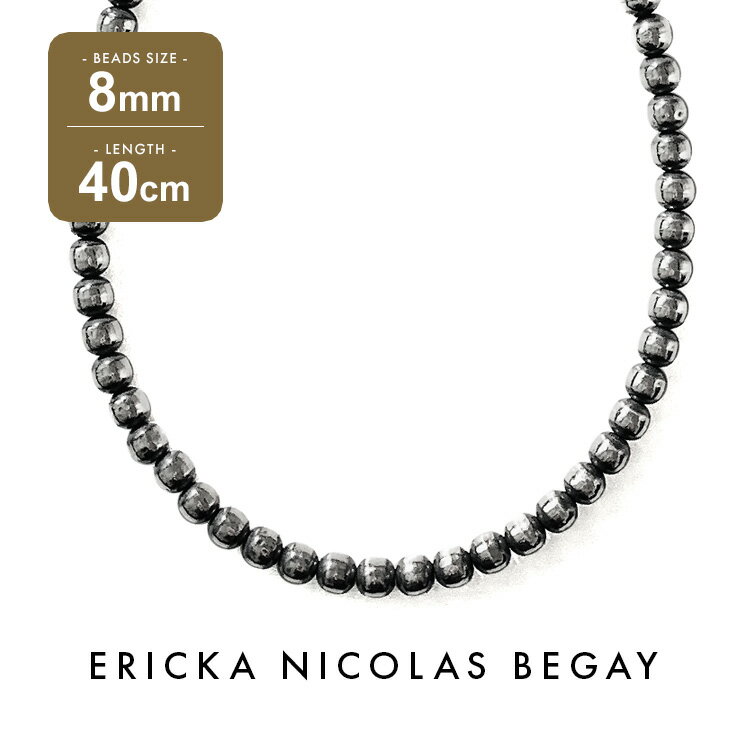 ERICKA NICOLAS BEGAY エリッカ ニコラス ビゲイ 8mm/40cm Oxidized navajo pearl necklace オキシダイズド ナバホパール ネックレス 燻加工 シルバー チェーン インディアンジュエリー フレッドハーヴィースタイル