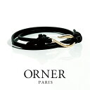 ORNER オルネー ゴシック カーフスキン ヴェルメイユ ブレスレット 56cm Gothic 508A Black Calfskin Vermeil Bracelet ゴシック カーフスキン ヴェルメイユ ブレスレット レディース ブラック 黒