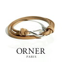 ORNER オルネー Gothic 508A Nume Calfskin Silver Bracelet 56cm ゴシック ヌメ カーフスキン ブレスレット レディース