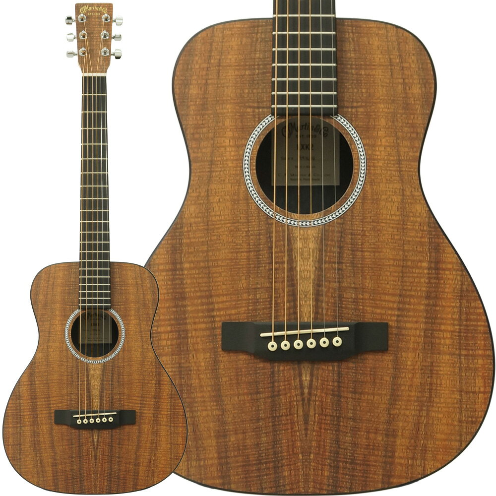 コア材を模した高圧ラミネート材が渋い、リトル・マーティン「LXK2」。 Little Martin®は、マーティンのラインナップの中で最もコンパクトなギターですが、豊かなトーン、優れた品質、多用途性を兼ね備えています。LXK2モデルは、美しい杢目のコア材を模した高圧ラミネート（HPL）をバック、サイド、トップに採用しています。 旅行用ギターとしてはもちろん、学生の練習用や、自宅やキャンプファイヤーのそばで気軽に演奏するのにも最適です。また、このモデルにはサステナブルな認証を受けた木材が使用されています。 ※画像はサンプルです。製品の特性上、杢目・色合いは1本1本異なります。予めご了承下さい。 Body Size: Modified 0-14 Fret Top Material: HPL Finish Top: None Back Material: HPL Side Material: HPL Back and Side Finish: None Bracing Pattern: X-Brace Brace Shape: Non-Scalloped Neck Material: Rust Birch Laminate Construction: Mortise & Tenon Neck Joint Neck Shape: Modified Low Oval Neck Taper: Standard Taper Fingerboard Width at Nut: 1 11/16'' Scale Length: 23'' Electronics: No ギグケース付き