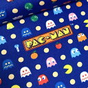 パックマン《花紺/綿100%》プリントオックス生地■はぎれ約60cm(生地幅108cm)■