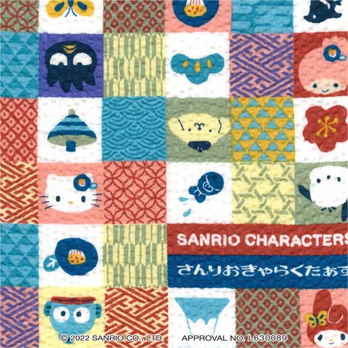 【サンリオ/日本製】SANRIO CHARACTERS[さんりおきゃらくたぁず]リップル生地(甚平、浴衣に）《10cm単位(106cm幅)》※メール便は2m(20個)まで対応致します♪