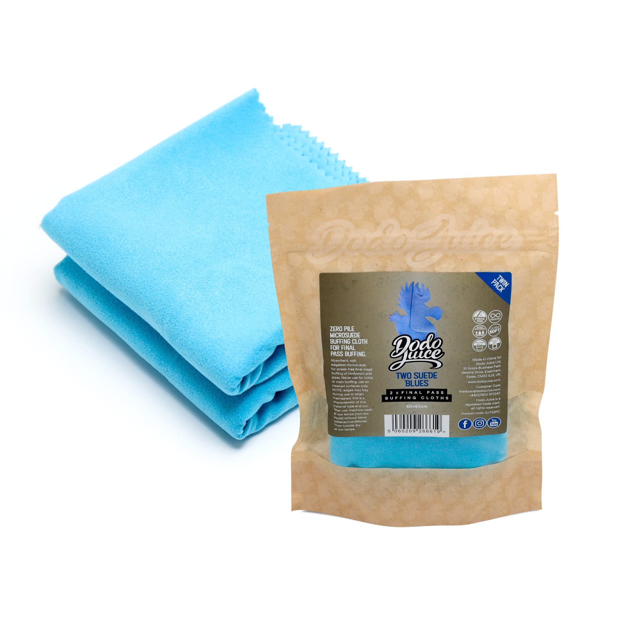 Dodo Juice ドードージュース 洗車用タオル TWO SUEDE BLUES 2枚入り 光沢 洗車 クロス 拭きあげ 艶 傷防止 速乾 車 バイク 厚手 洗車用品