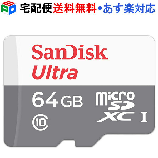 microSDXC 64GB microSDカード マイクロSDカード SanDisk サンディスク class10 100MB/s UHS-I U1 FULL HD対応 海外パッケージ 宅配便送料無料 あす楽対応 SDSQUNR-064G-GN3MN