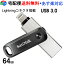 USBメモリ 64GB iXpand Flash Drive Go SanDisk サンディスク iPhone iPad/PC用 Lightning + USB-A 回転式 SDIX60N-064G-GN6NN 海外パッケージ 宅配便送料無料 あす楽対応