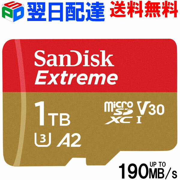 microSDXC 1TB SanDisk TfBXN zB  UHS-I U3 V30 4K A2Ή Class10 R:190MB s W:130MB s COpbP[W SDSQXAV-1T00-GN6MN