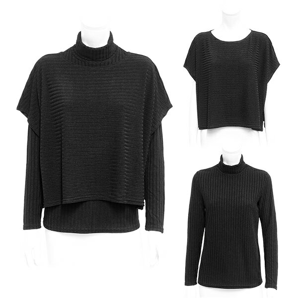 【SPECCHIO 公式店】 スペッチオ リブニット カットソー アンサンブル トップス タートルネック 半袖 2セット