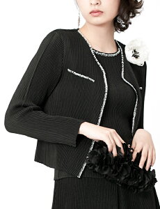 【30%OFFクーポン 11/22 20:00-21:59】【SPECCHIO 公式店】スペッチオ シャトルプリーツ ビーズ刺繍 ノーカラー ボレロ ジャケット レディース フォーマル セレモニー オフィス きれいめ 大人服 大人可愛い 洗える 40代 50代 60代 春 夏 秋 冬 大きいサイズ サイズフリー M