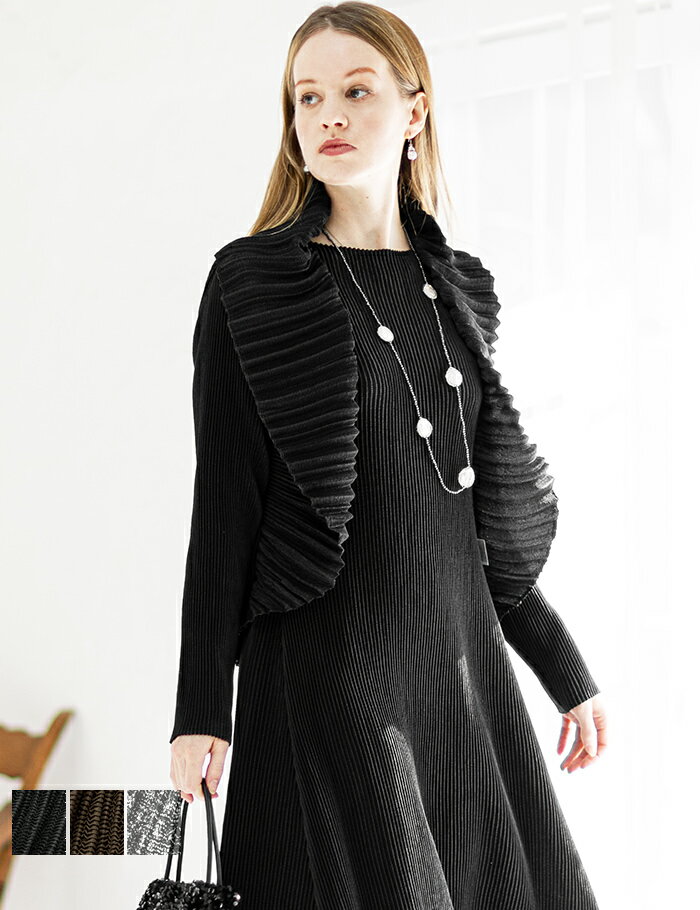 【2点購入3000円OFF 11/19 9:59まで】スペッチオ ショールカラー ボレロ ジャケット S/M/L/LL/3L/4L 3-31号 伸縮 春 夏 秋 冬 【SPECCHIO 公式店】レディース シャトルプリーツ アレンジ フォーマル きれいめ 結婚式 ビジネス 洗える 40代 50代 60代 カーディガン オフィス