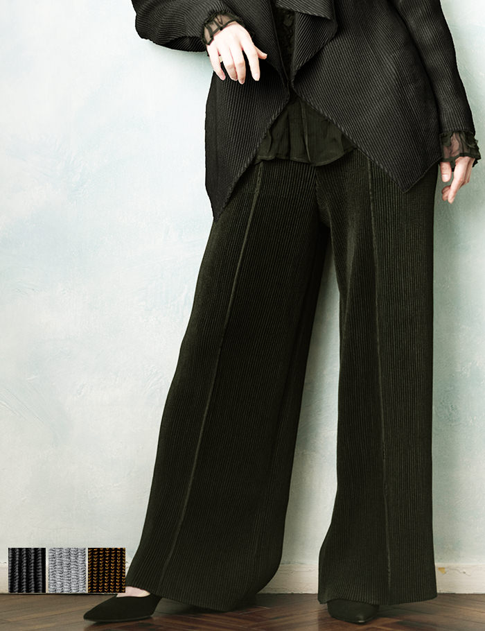 スペッチオ センタープレスパンツ レディース ワイドパンツ きれいめ フォーマル ウエストゴム 入学式 ママ 美脚 卒業式 ワイドパンツスーツ 母 ワイドパンツウエストゴム プリーツワイドパンツ シャトルプリーツ