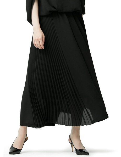 【SPECCHIO 公式店】 スペッチオ シフォンジョーゼット サイドプリーツ ロングスカート ブラック フォーマル【BIG SALE 対象商品】のサムネイル