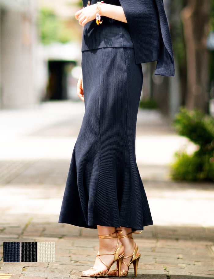 SPECCHIO Pleated Mermaid Skirt, Long Maxi Skirt, Figure-Flattering, Sizes S/M/L/LL/3L/4L (US Sizes 7-31), Spring/Summer/Autumn/Winter [SPECCHIO Official Store] Formal, Elegant, Stylish, Plus Sizes, for Women in their 30s, 40s, 50s, and 60s