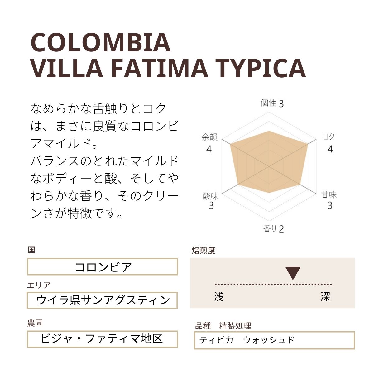 [ こくまろ ] コーヒー豆 コロンビア 中深煎り 150g / 300g ビジャファティマ ティピカ スペシャルティコーヒー シングルオリジン 2