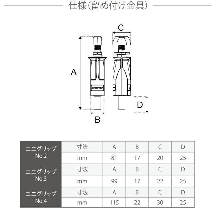 グリップル B種耐振ユニグリップドブ 45アイレット 2X3000 mm［1セット］ 吊り・振...