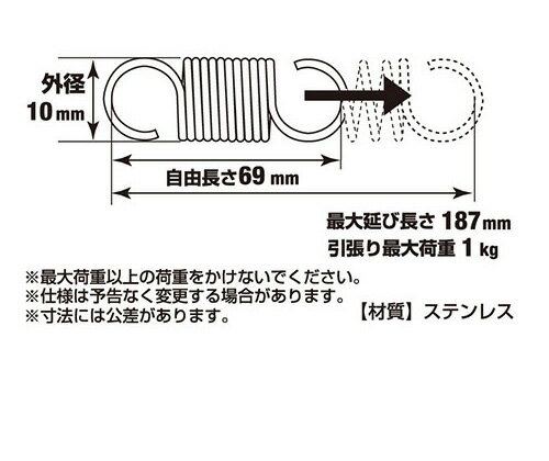 引きバネ 0.8 10×69 ［1個］ #ばね 八幡ねじ YAHATA DIY 通販 2