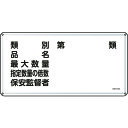 TR 緑十字 消防・危険物標識 類別・品名・保安監督者 300×600mm スチール