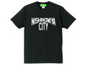 NISHINOMIYA CITY T-shirt（ニシノミヤ市西宮市Tシャツ）BLACK さくら夙川 苦楽園口駅 西宮北口駅 西宮神社 甲風園 昭和園 西宮浜 十日えびす 関西学院大学 阪急電車 阪神電車 兵庫 阪急西宮ガーデンズ 涼宮ハルヒ 尼崎市 芦屋市 宝塚市