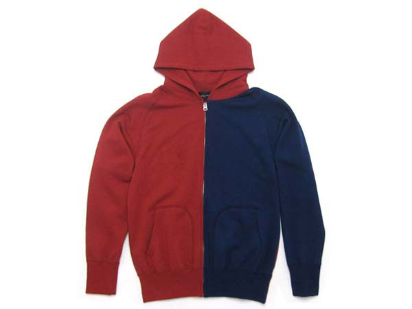 楽天SPEED ADDICT 楽天市場店4本針 切り替え PARKA（4本針切り替えパーカー）RED × NAVY アメカジストリートスウェットスエットフード付きアウター上着長袖ウェアバイカラーツートン2トンカラージップアップメンズレディース古着カジュアル