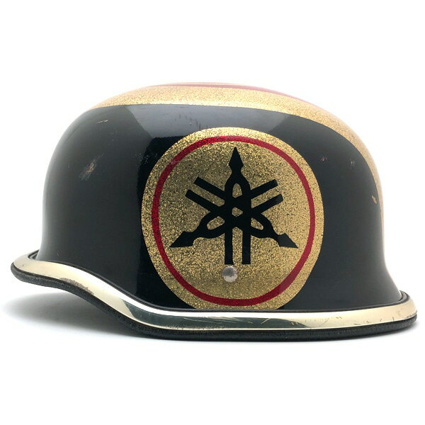 70's GERMAN YAMAHA TUNING BLACK 61cm 【海外直輸入中古品】ハーフヘルメット 半キャップ 半帽 半ヘル ナチヘル ジャーマン ヤマハ ブラック 黒色 L～XLサイズ