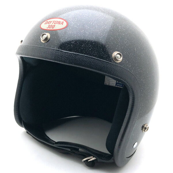 60's DAYTONA 300 BLACK METALFLAKE 60cm 【海外直輸入中古品】スモールジェットヘルメットオープンフェイスアメリカンデイトナブラック黒色ラメメタルフレークLサイズ(3)